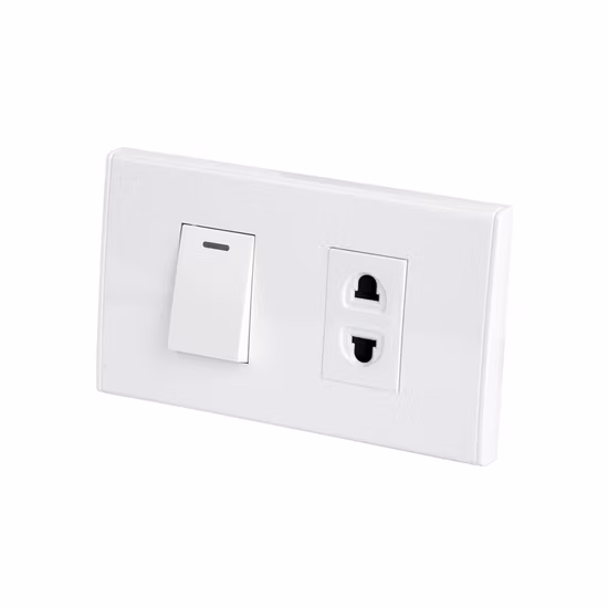 Белый электрический настенный 1-бановый 1-позиционный переключатель Таиланд 3-полюсная розетка