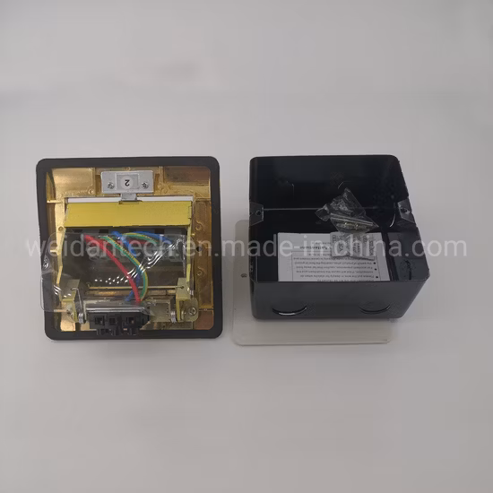 Напольная розетка Schuko, Европа, *2 порта Schuko, с лицевой панелью из медного сплава